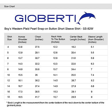 Gioberti Boy's Casual Western Plaid Pearl Snap-on Buttons Short Sleeve Shirt