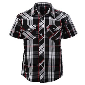Gioberti Kid's Casual Western Plaid Pearl Snap-on Buttons Short Sleeve Shirt