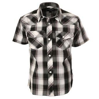 Gioberti Boy's Casual Western Plaid Pearl Snap-on Buttons Short Sleeve Shirt