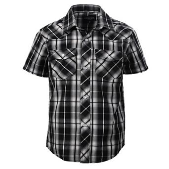 Gioberti Boy's Casual Western Plaid Pearl Snap-on Buttons Short Sleeve Shirt