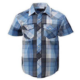 Gioberti Boy's Casual Western Plaid Pearl Snap-on Buttons Short Sleeve Shirt