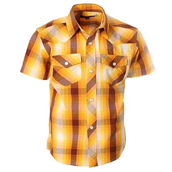 Gioberti Kid's Casual Western Plaid Pearl Snap-on Buttons Short Sleeve Shirt