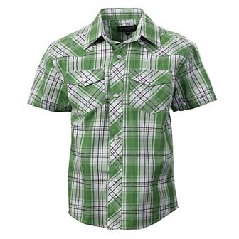 Gioberti Kid's Casual Western Plaid Pearl Snap-on Buttons Short Sleeve Shirt