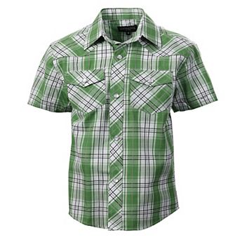 Gioberti Kid's Casual Western Plaid Pearl Snap-on Buttons Short Sleeve Shirt