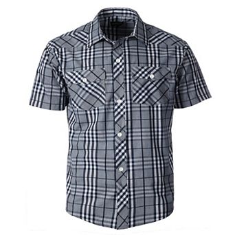Gioberti Kid's Casual Western Plaid Pearl Snap-on Buttons Short Sleeve Shirt