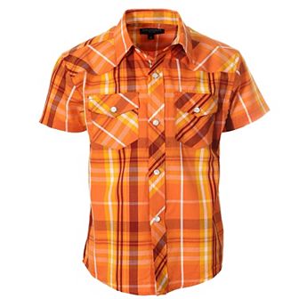 Gioberti Kid's Casual Western Plaid Pearl Snap-on Buttons Short Sleeve Shirt