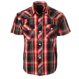 Gioberti Kid's Casual Western Plaid Pearl Snap-on Buttons Short Sleeve Shirt