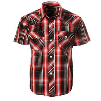Gioberti Kid's Casual Western Plaid Pearl Snap-on Buttons Short Sleeve Shirt