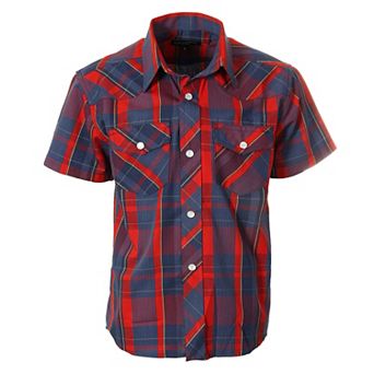 Gioberti Kid's Casual Western Plaid Pearl Snap-on Buttons Short Sleeve Shirt