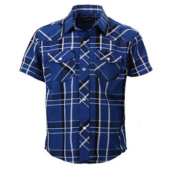 Gioberti Kid's Casual Western Plaid Pearl Snap-on Buttons Short Sleeve Shirt