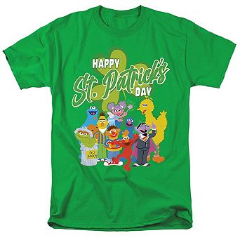 Sesame Street St. Patrick´s Day Big Bird Elmo Cookie Monster Short Sleeve Adult T-Shirt