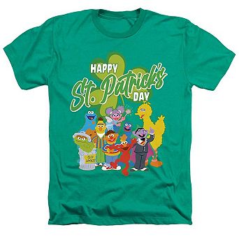Sesame Street St. Patrick´s Day Big Bird Elmo Cookie Monster Adult Heather T-Shirt