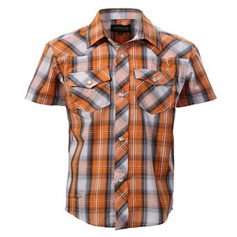 Gioberti Boy's Casual Western Plaid Pearl Snap-on Buttons Short Sleeve Shirt
