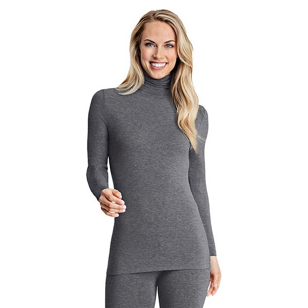 Women's Cuddl Duds® Softwear with Stretch Long Sleeve Turtleneck Top - Charcoal Heather (X SMALL)