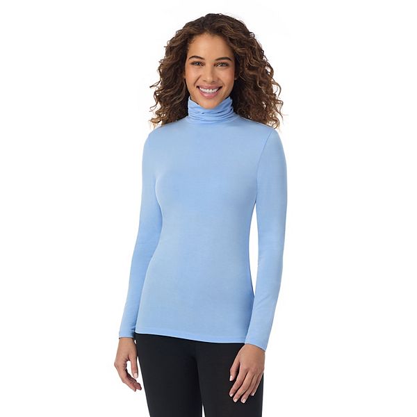 Women's Cuddl Duds® Softwear with Stretch Long Sleeve Turtleneck Top - Vista Blue (X SMALL)