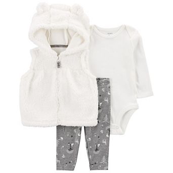 Baby Girl Carter's 3 pc Bear Little Vest Jacket Set