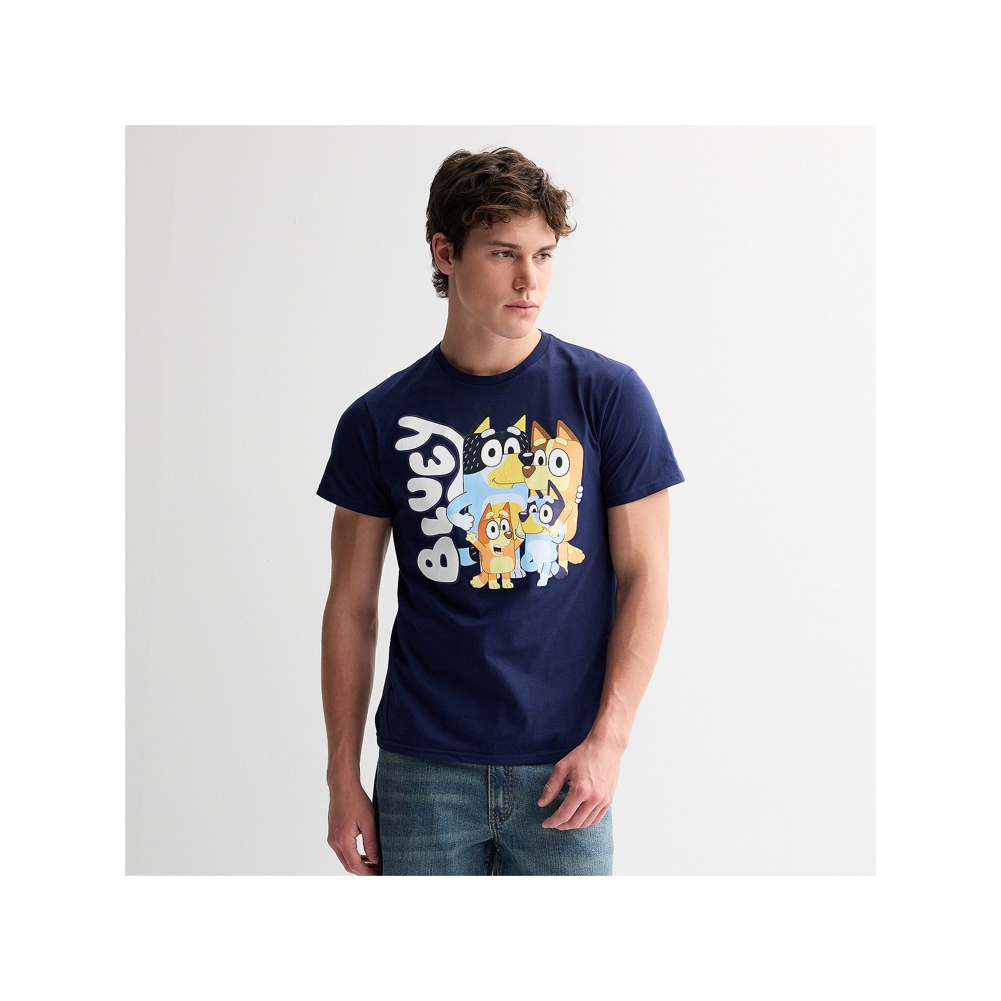 Mens Bluey & Friends Family Portrait Short Sleeve Graphic Tee, Size: Large