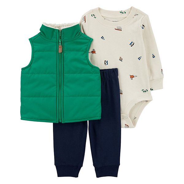 Carter's 3pc Baby Boy Blue Seashore Bodysuit, Hoodie & Pants Set main image 1