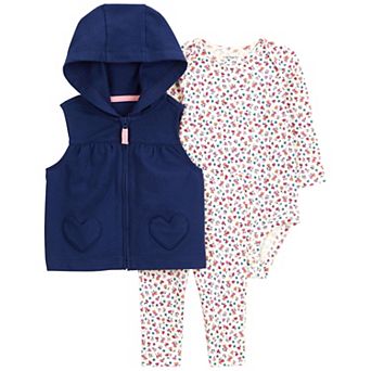 Baby Girl Carter's 3 pc Floral Little Vest Set