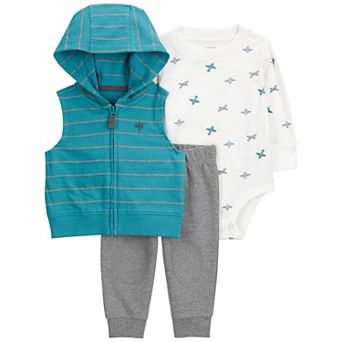 Baby Boy Carter's 3 pc Airplane Little Vest Set