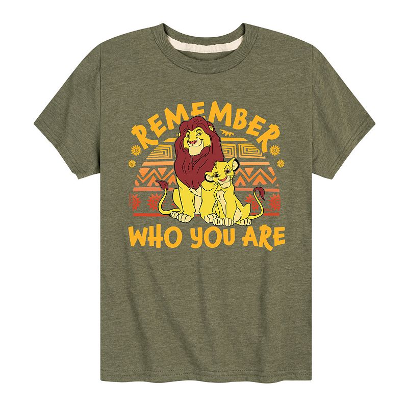 Disney's Lion King Remember Mufasa & Simba Boys 8-20 Who You Are Graphic Tee, Boy's, Size: XL, Grey Green