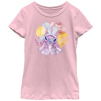 Disney's Lilo & Stitch Angel Wearing Easter Bunny Ears Girls Graphic Tee