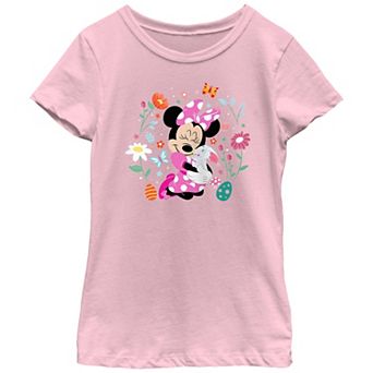 Disney's Minnie Mouse Hugging Bunny Girls Graphic Tee