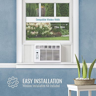 Keystone 8,000 BTU Window-Mounted Air Conditioner with Follow Me LCD Remote Control