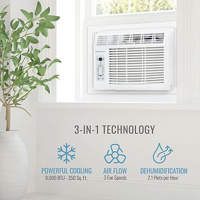 Keystone 8,000 BTU Window-Mounted Air Conditioner with Follow Me LCD Remote Control