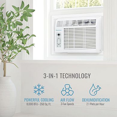Keystone 8,000 BTU Window-Mounted Air Conditioner with Follow Me LCD Remote Control