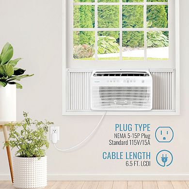 Keystone 8,000 BTU Window Mounted Inverter Air Conditioner with Supplemental Heat and Remote Control