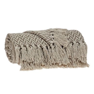 Brown and Beige Transitional Woven Handloom Throw Blanket 52" x 67"