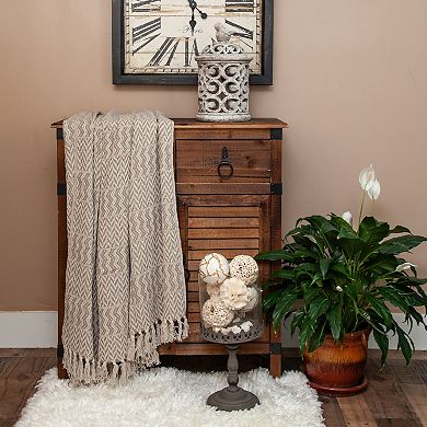 Brown and Beige Transitional Woven Handloom Throw Blanket 52" x 67"