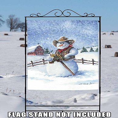 Christmas Cowboy Snowman Outdoor House Flag 40" X 28"