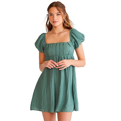aeropostale green dress Solid Square-Neck Tiered Mini Dress