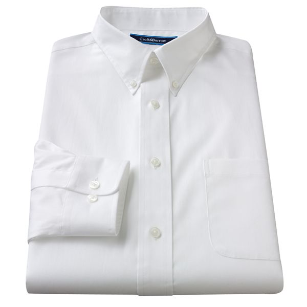 Mens Croft And Barrow® Classic Fit Solid Button Down Collar Easy Care Dress Shirt