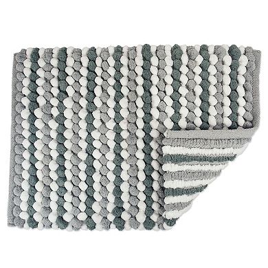 21" x 35" Stone Gray Striped Microfiber Bath Mat