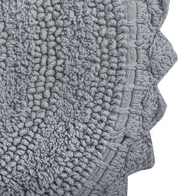 21" x 34" Gray Large Oval Home and Bathroom Essentials Crochet Bath Mat