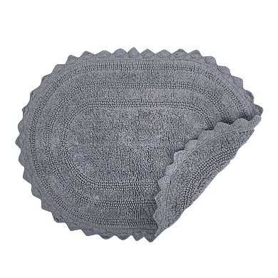 21" x 34" Gray Large Oval Home and Bathroom Essentials Crochet Bath Mat