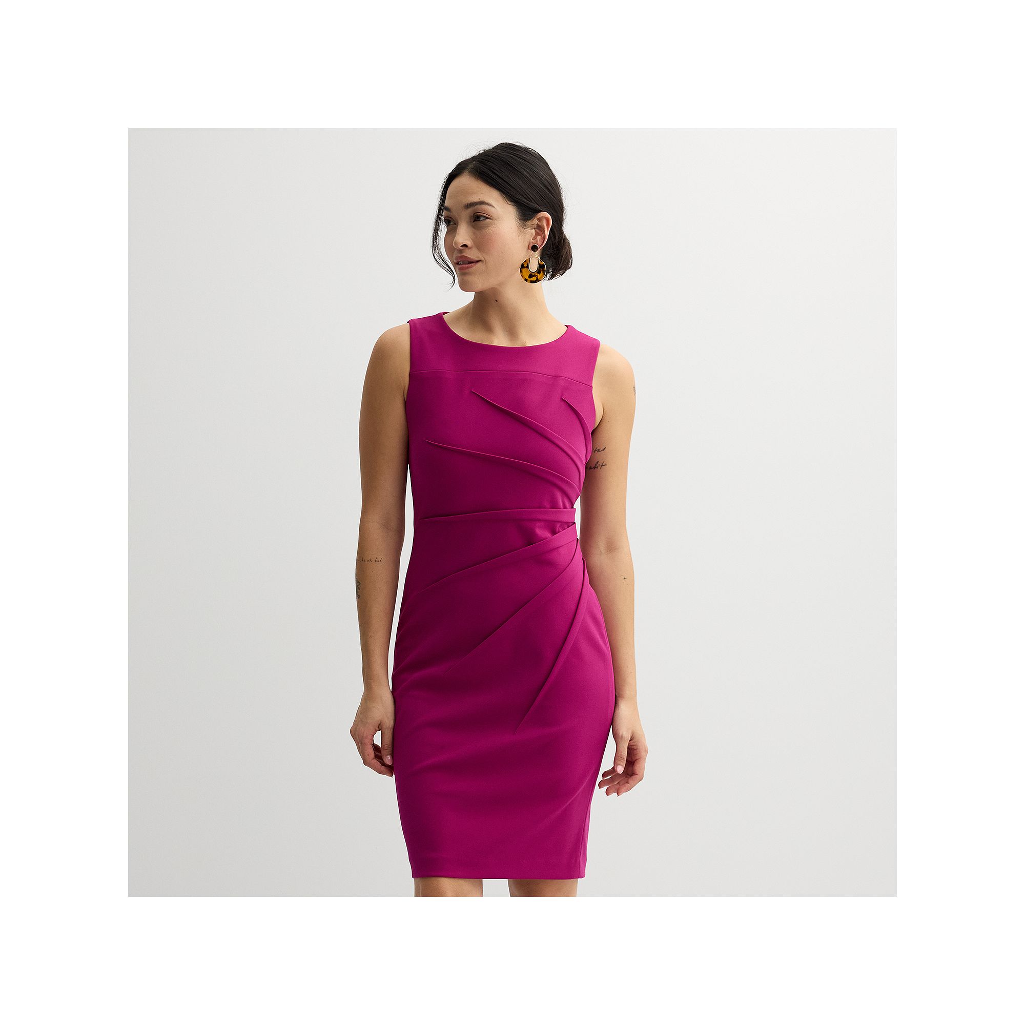 Womens Andrew Marc Sleeveless Ruched Sheath Dress, Size: 2, Boysenberry