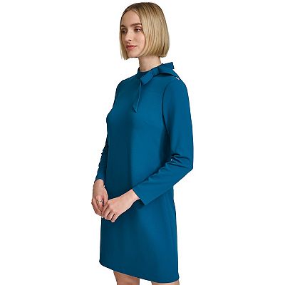 Women's Andrew Marc Long Sleeve Tie Neck Shift Dress