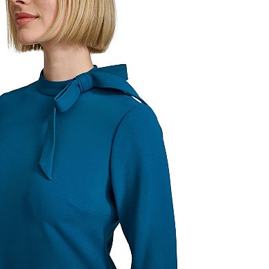 Women's Andrew Marc Long Sleeve Tie Neck Shift Dress