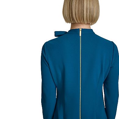 Women's Andrew Marc Long Sleeve Tie Neck Shift Dress