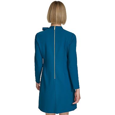 Women's Andrew Marc Long Sleeve Tie Neck Shift Dress