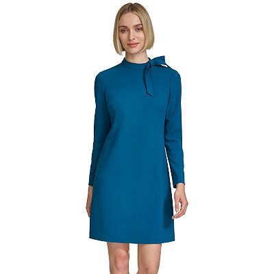 Women's Andrew Marc Long Sleeve Tie Neck Shift Dress
