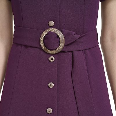 Women's Andrew Marc Short Sleeve Button Front Midi Dress