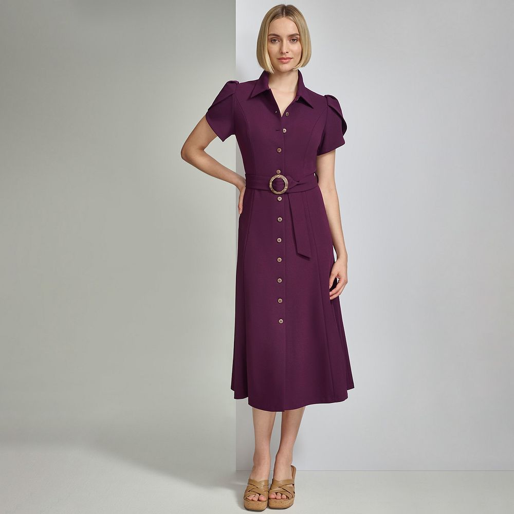 chinese dress ladies Ivory Button Front Midi Dress - All Dresses main image 1