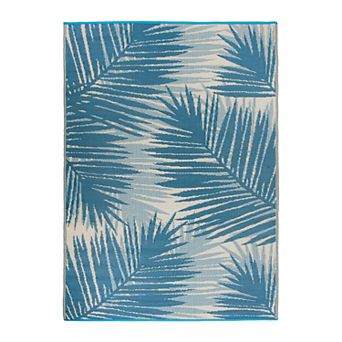 World Rug Gallery Blue Tropical Reversible Indoor / Outdoor Area Rug