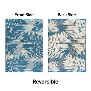 World Rug Gallery Blue Tropical Reversible Indoor / Outdoor Area Rug