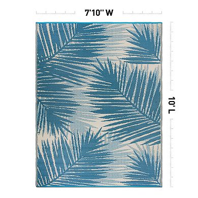 World Rug Gallery Blue Tropical Reversible Indoor / Outdoor Area Rug